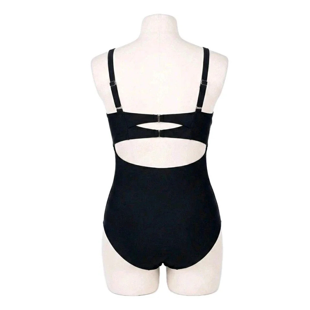 LYSA Women's 1X Kylie Halter One-Piece Keyhole Swimsuit Tummy Smoothing 18W/20W